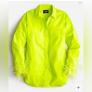 J.Crew Neon Yellow Feather Cuff Shirt